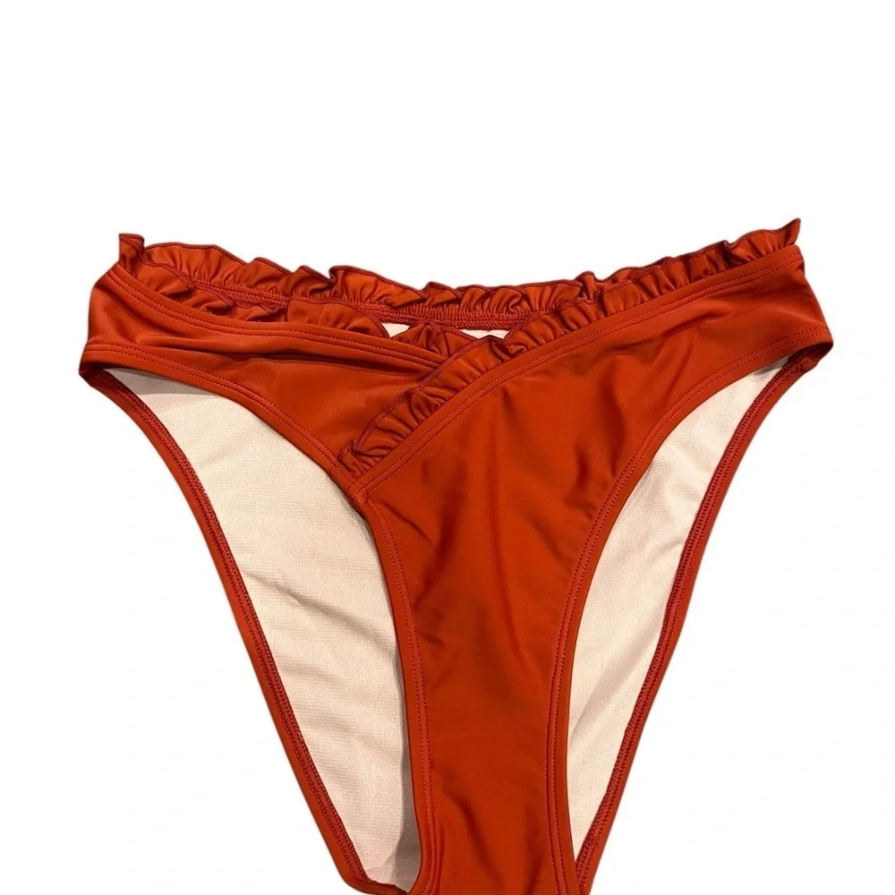 Cupshe Ruffled Orange Bikini Bottom Size Medium
